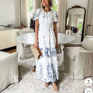 Anthropologie Somerset Maxi Dress Eyelet Edition White Blue like new